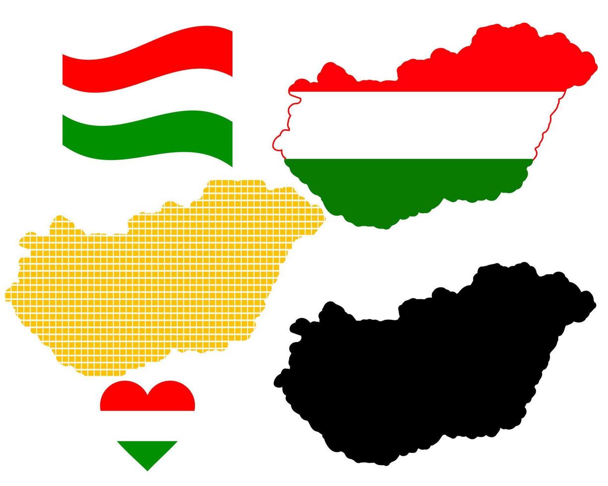 Karte von Ungarn in verschiedenen Farben auf weißem Hintergrund vektor