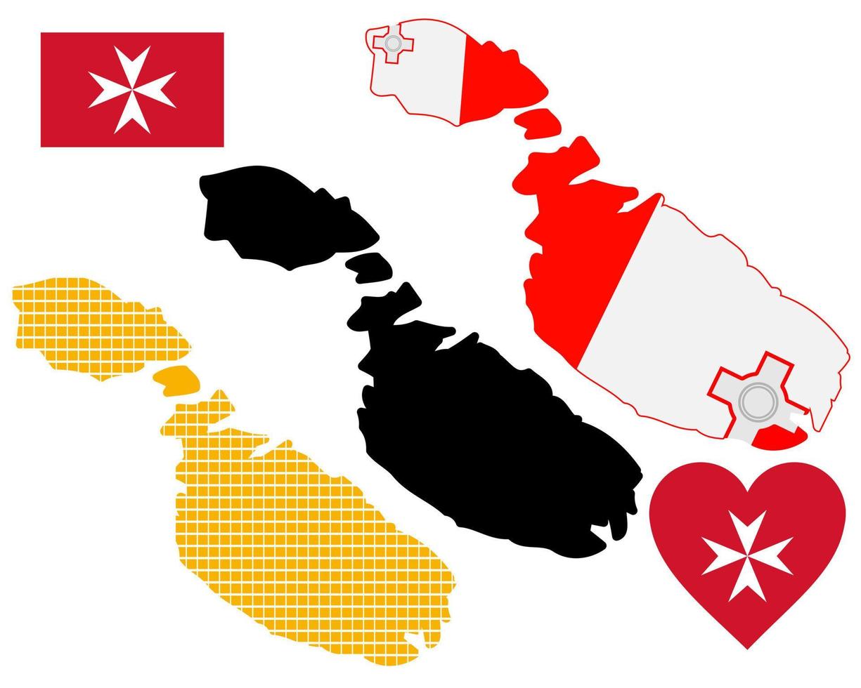 Karte von Malta in verschiedenen Farben auf weißem Hintergrund vektor