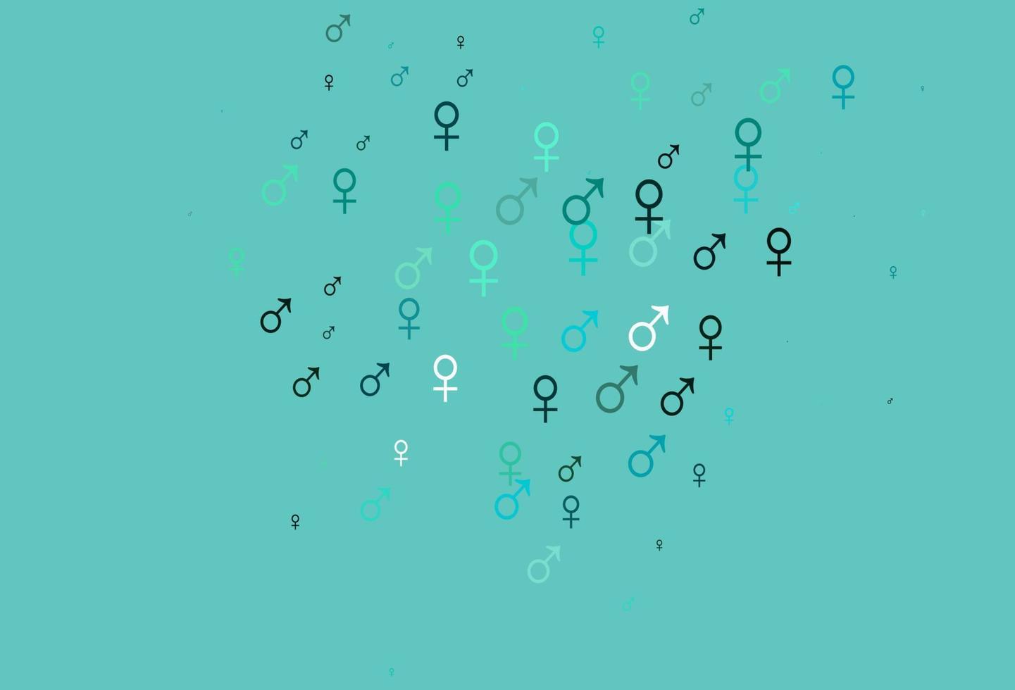 Hellblaue, grüne Vektortextur mit männlichen, weiblichen Symbolen. vektor