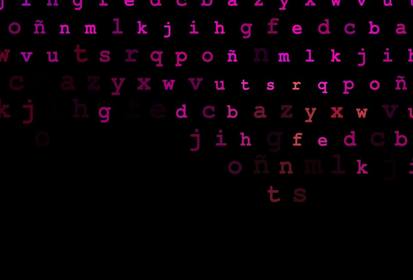 dunkelrosa, gelber Vektorhintergrund mit Zeichen des Alphabets. vektor