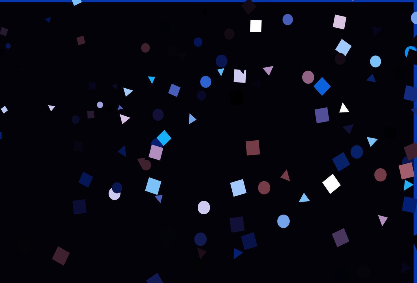 hellrosa, blaue Vektorvorlage mit Kristallen, Kreisen, Quadraten. vektor