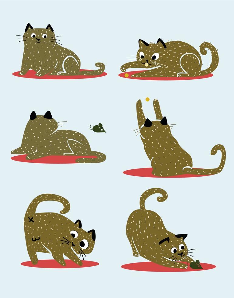 katter karaktär annorlunda utgör uppsättning vektor