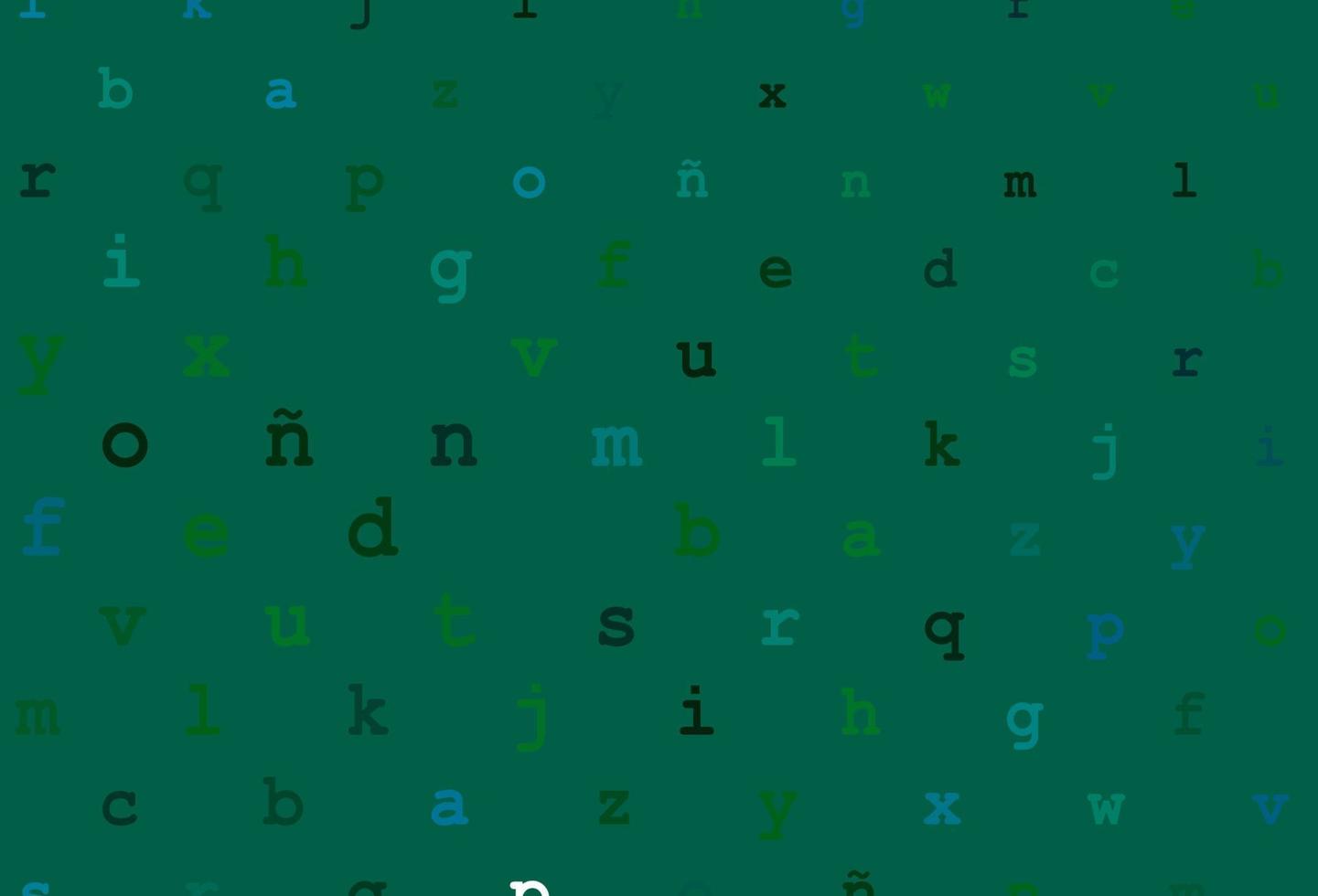mörkblå, grön vektormall med isolerade bokstäver. vektor