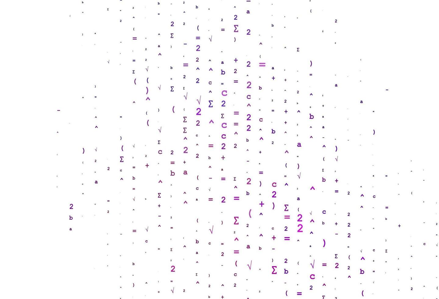 hellvioletter, rosafarbener Vektorhintergrund mit Algebra-Elementen. vektor
