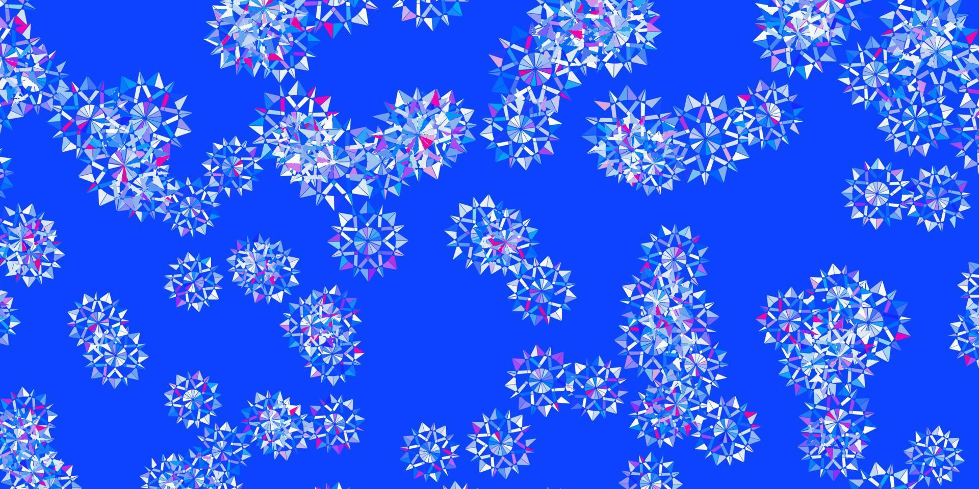 ljusblå, röd vektorbakgrund med julsnöflingor. vektor