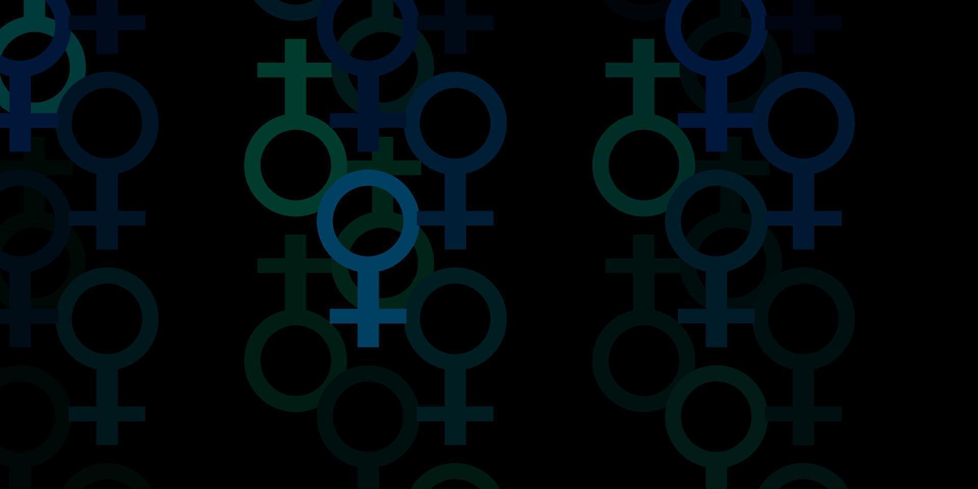 ljusblå, grön vektorbakgrund med kvinnasymboler. vektor