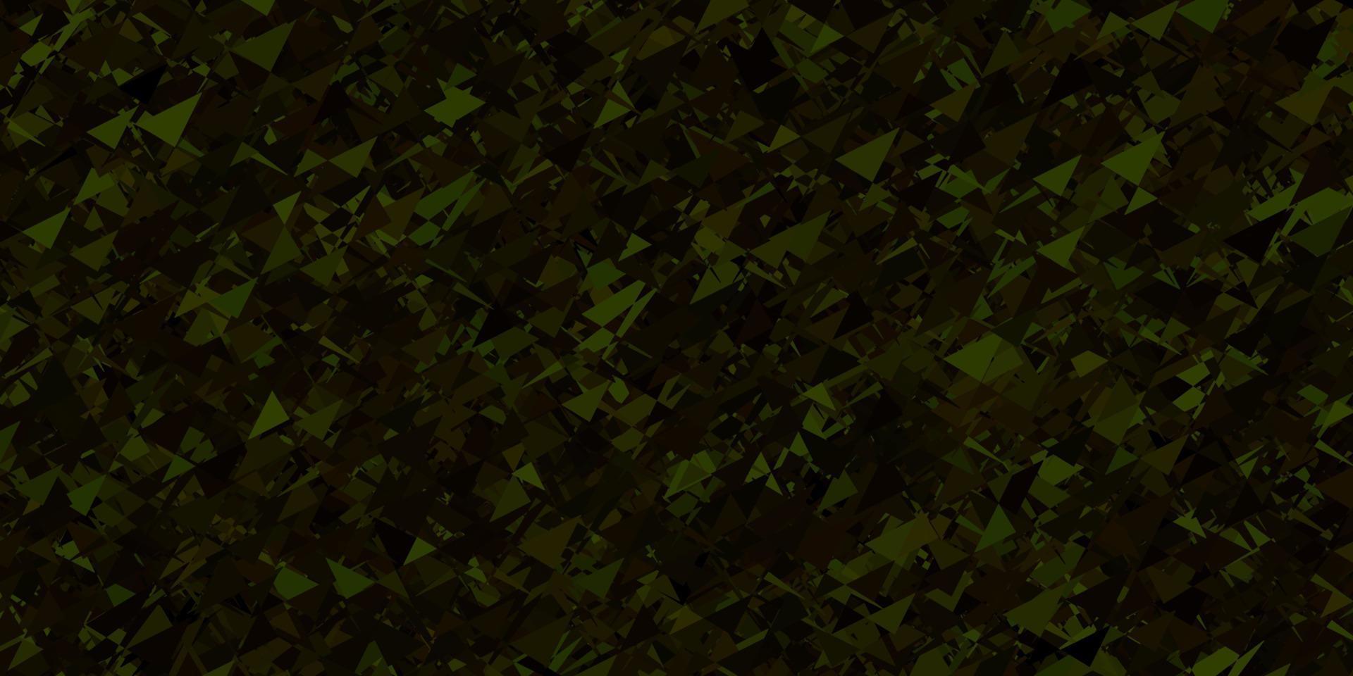 mörkgrön, gul vektorlayout med triangelformer. vektor