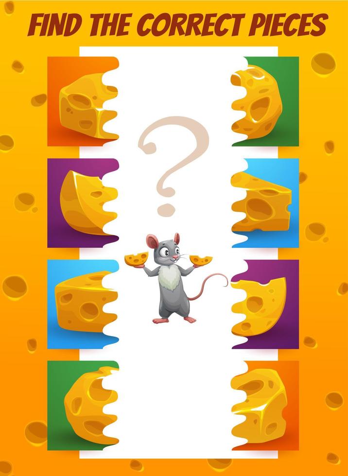 hitta korrekt bit av ost, barn spel kalkylblad vektor