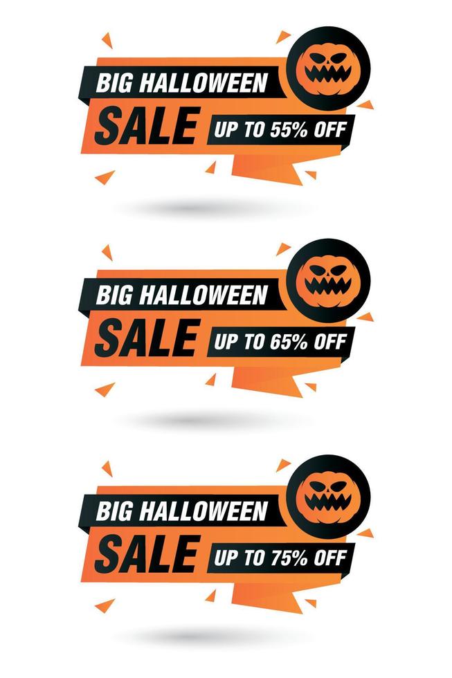 Halloween-Verkaufs-Origami-Etiketten-Set. großer halloween-verkauf 55, 65, 75 prozent rabatt vektor