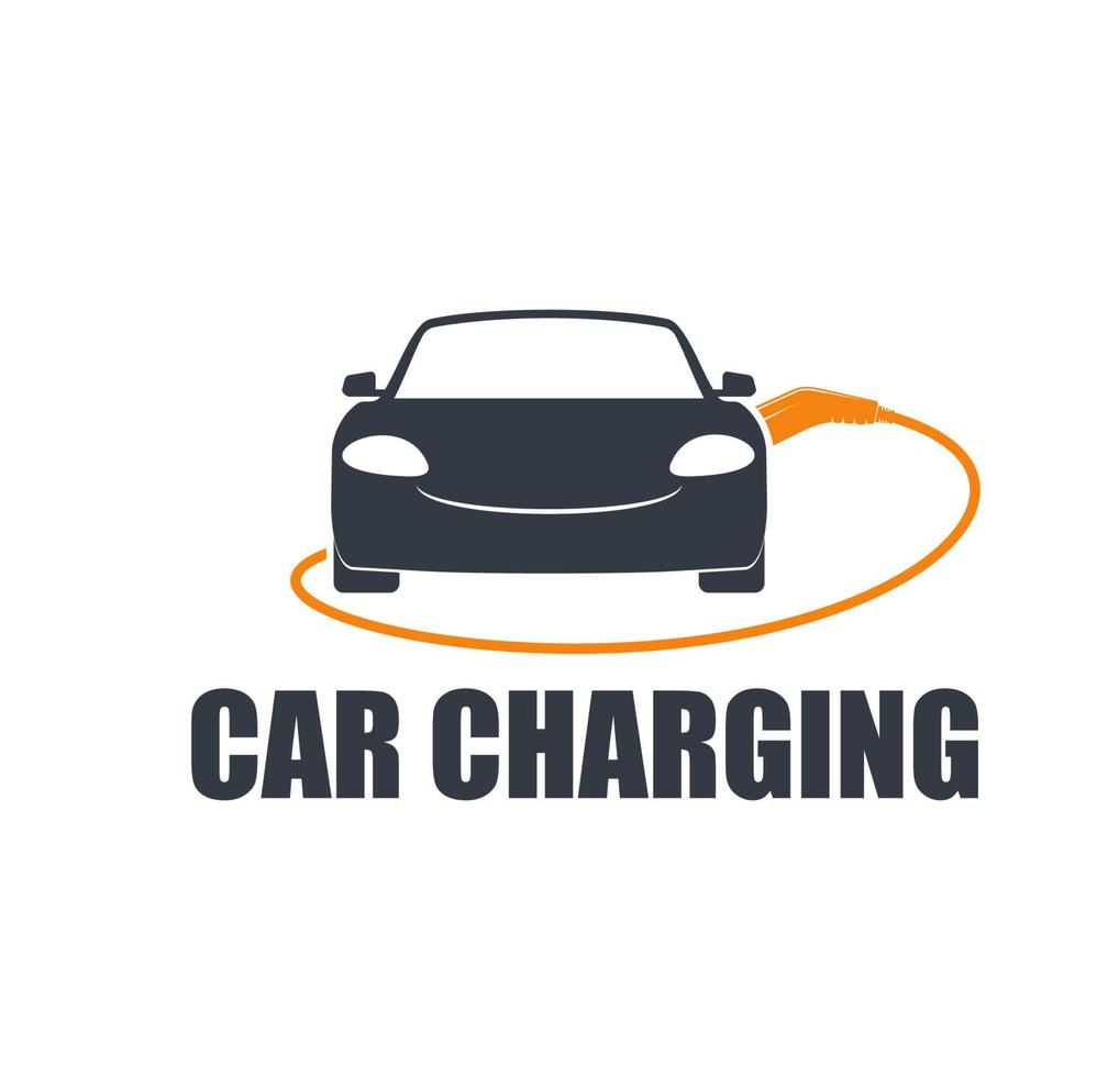 elektrisk bil laddning ikon med batteri laddare vektor