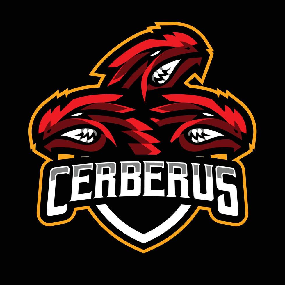 röd cerberus maskot gaming logotyp vektor
