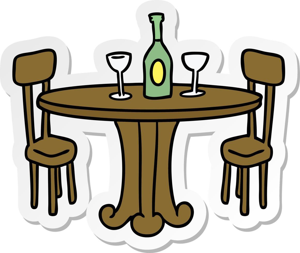 klistermärke tecknad doodle middagsbord och drinkar vektor