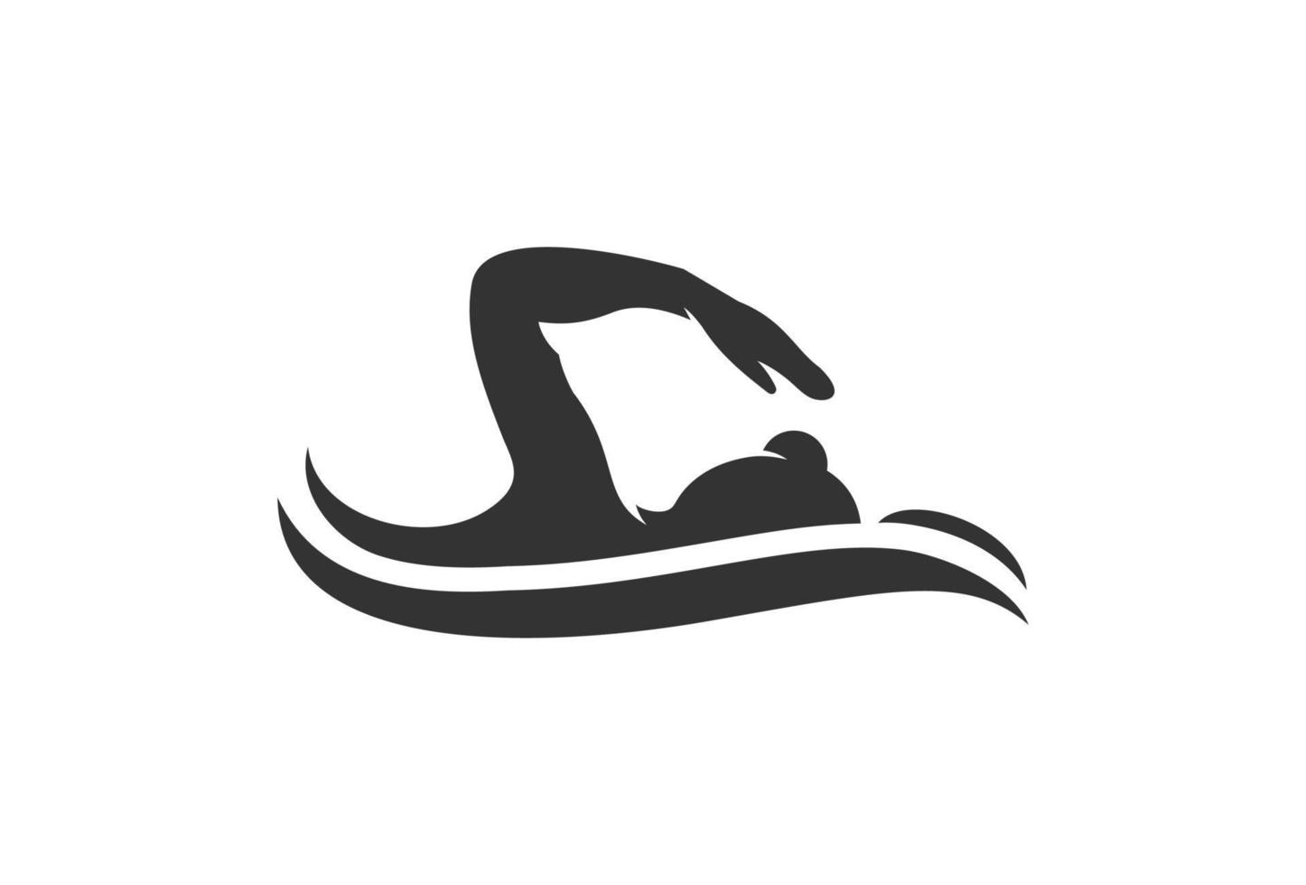 einfache schwimmbad silhouette meer ozean wasser welle logo design inspiration vektor