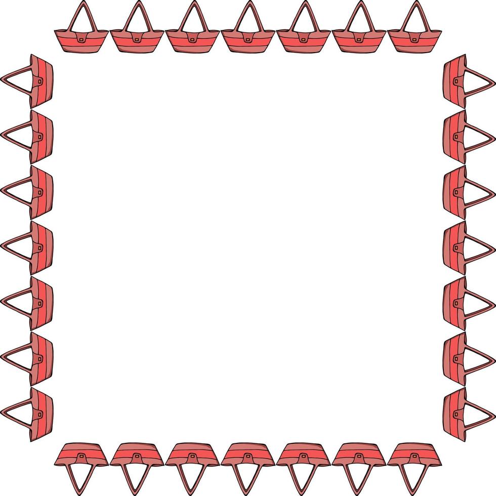 quadratischer Rahmen mit rosa Taschen auf weißem Hintergrund. Vektorbild. vektor