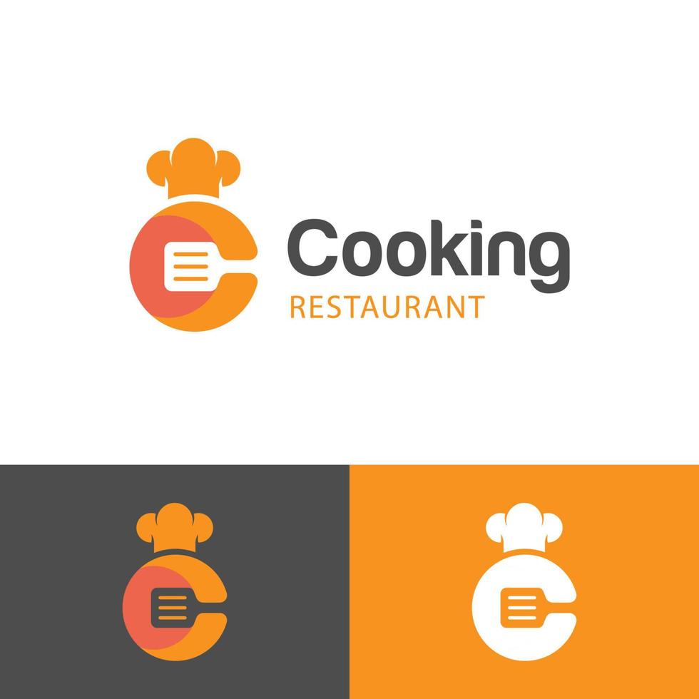 första brev c kock logotyp design för mat restaurang logotyp med c, hatt och spatel ikon design vektor element