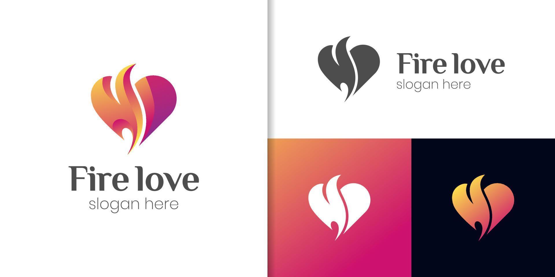 abstrakt kärlek av flamma eller brand logotyp design, med de kraft av kärlek symbol ikon design vektor element