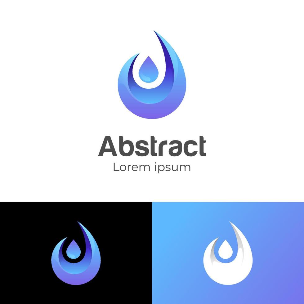 abstrakt blå vatten släppa grafisk element vektor logotyp design mall, vatten flytande släppa logotyp, naturlig mineral aqua ikon, flytande olja