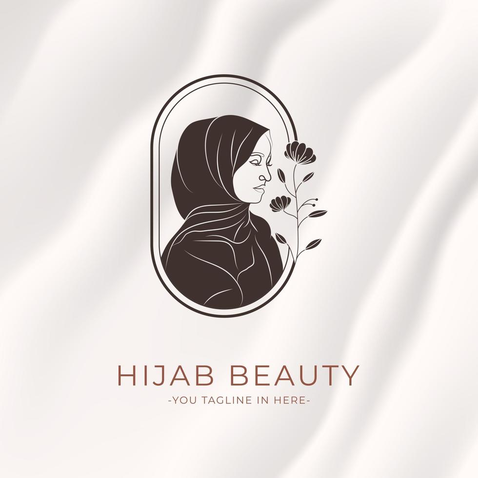 feminin hijab minimal logotyp mall design vektor