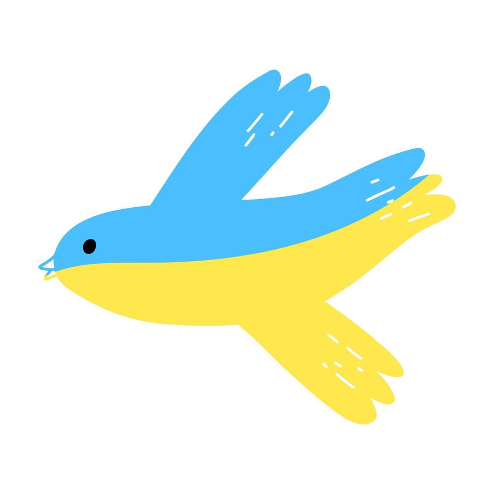 duva i blå och gul färger som en symbol av fred i ukraina. vektor illustration i tecknad serie platt stil.