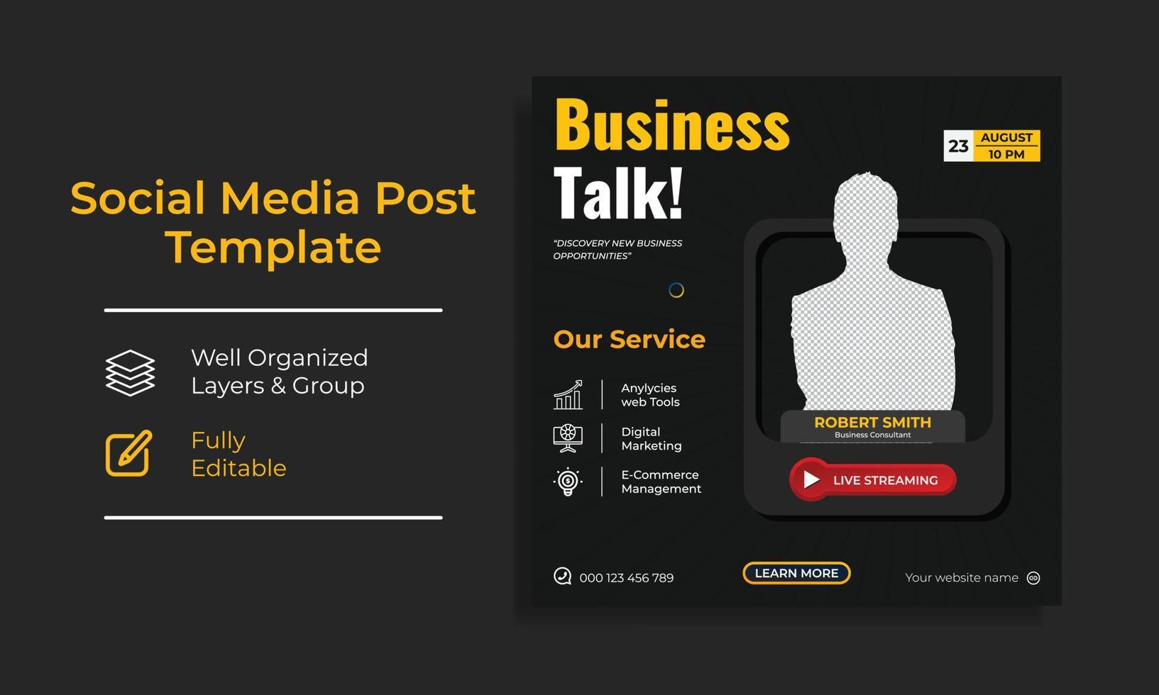 Corporate Digital Marketing Schulungskurs Social Media Post Template Vector Premium