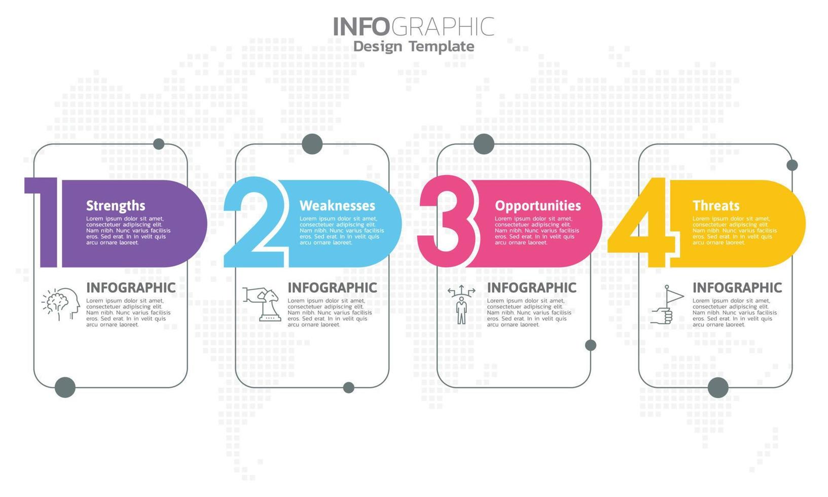 seo-infografik 4 schritte seo für inhalt, diagramm, flussdiagramm, schritte, teile, zeitleiste, arbeitsablauf, diagramm. vektor