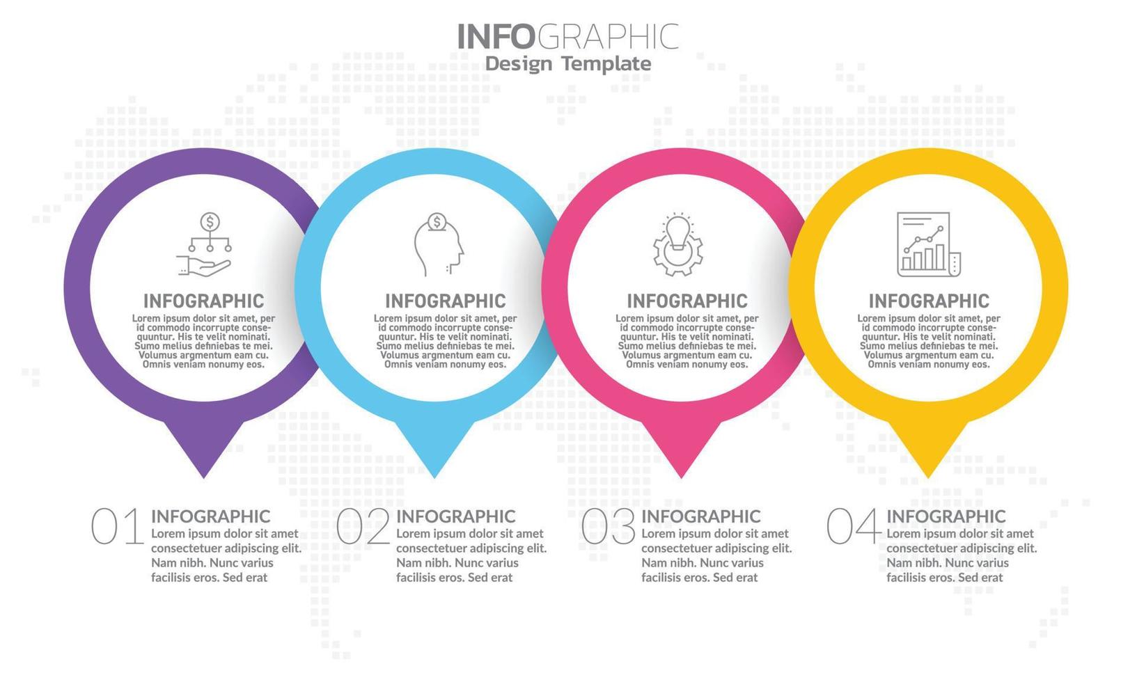 seo-infografik 4 schritte seo für inhalt, diagramm, flussdiagramm, schritte, teile, zeitleiste, arbeitsablauf, diagramm. vektor