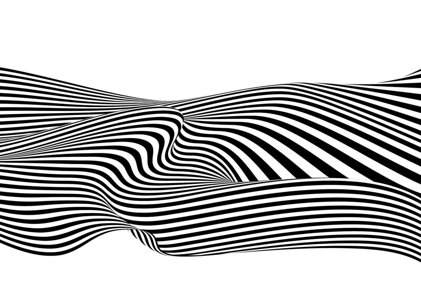 abstrakte schwarz-weiße Op-Art-Linienmusterstrudel wellenförmige dekorative Vorlage. Grafikdesign isolierter Hintergrund. Illustration vektor