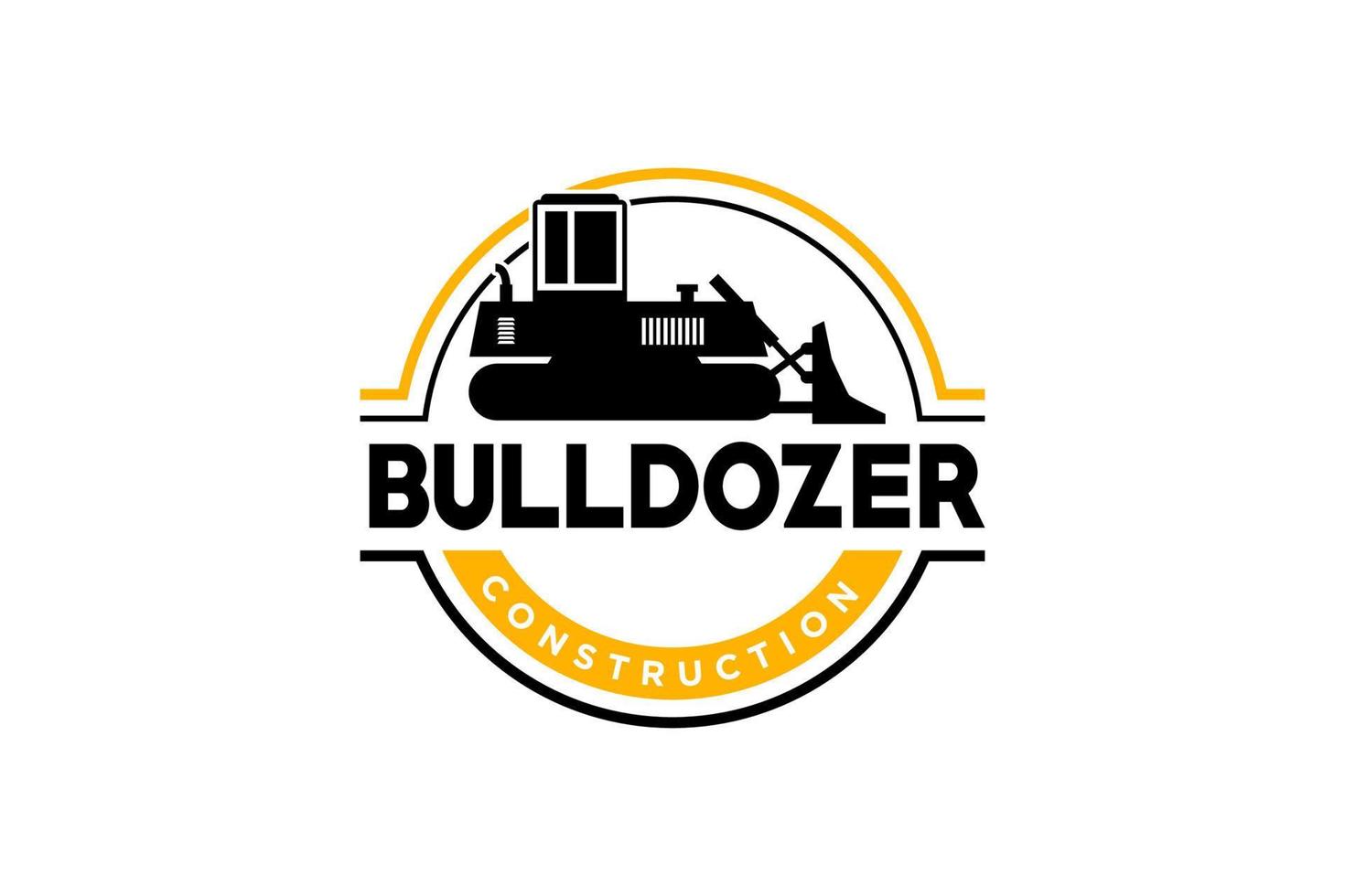 Bulldozer-Logo-Vorlagenvektor. Logo-Vektor für schwere Ausrüstung für Bauunternehmen. kreative baggerillustration für logo-vorlage. vektor