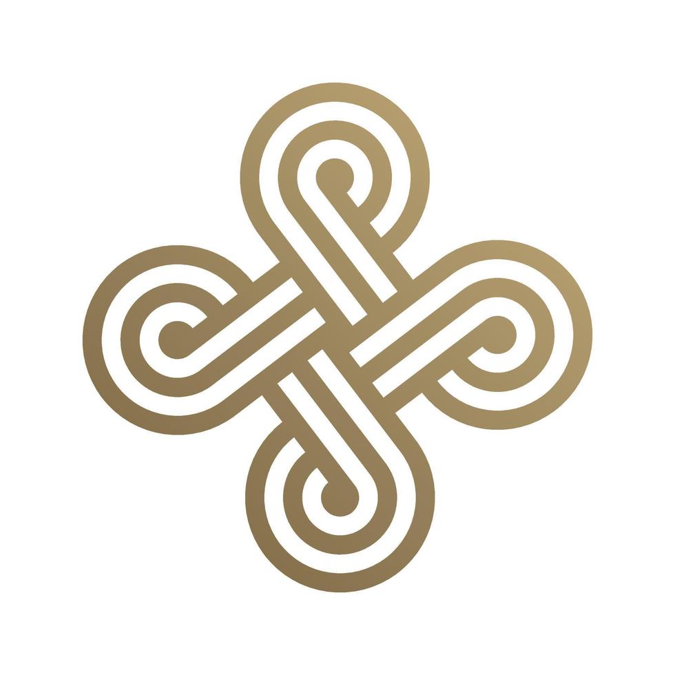 goldenes keltisches kreuz. dekoratives element des endlosen knotens. Linie Icon-Design. geometrisches Logo. Vektor-Illustration vektor