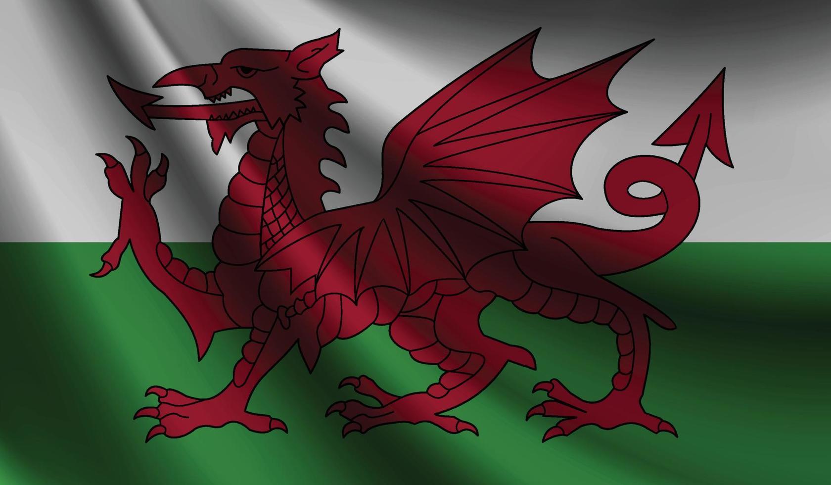 wales flaggenschwenkender hintergrund für patriotisches und nationales design vektor