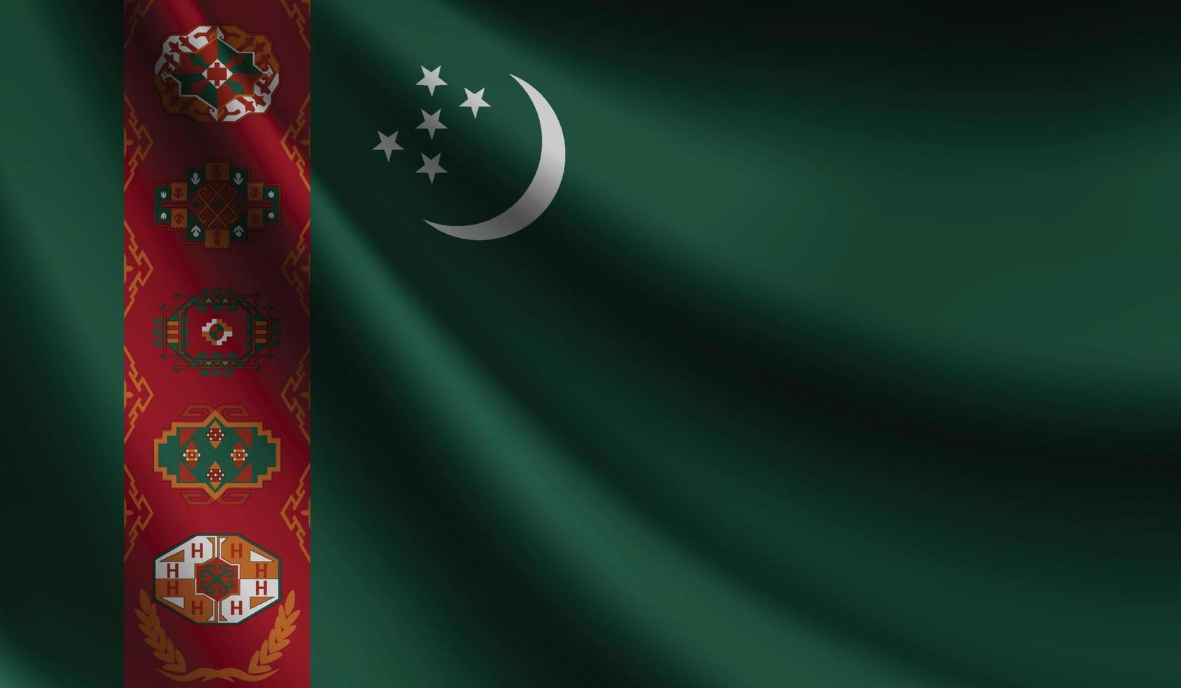 turkmenistan flaggenschwenkender hintergrund für patriotisches und nationales design vektor