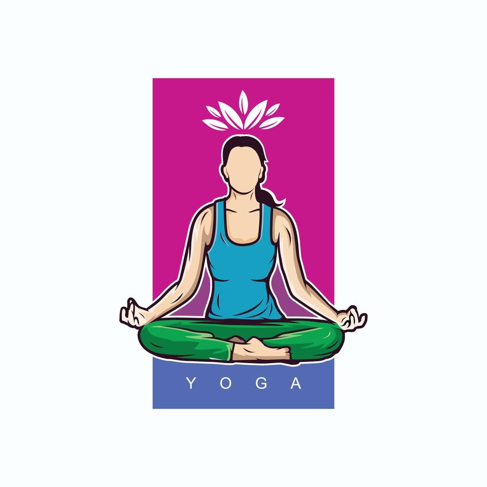Yoga Frau Vektordesign und Symbol. ein Stil von Yoga-Pose und Illustration vektor