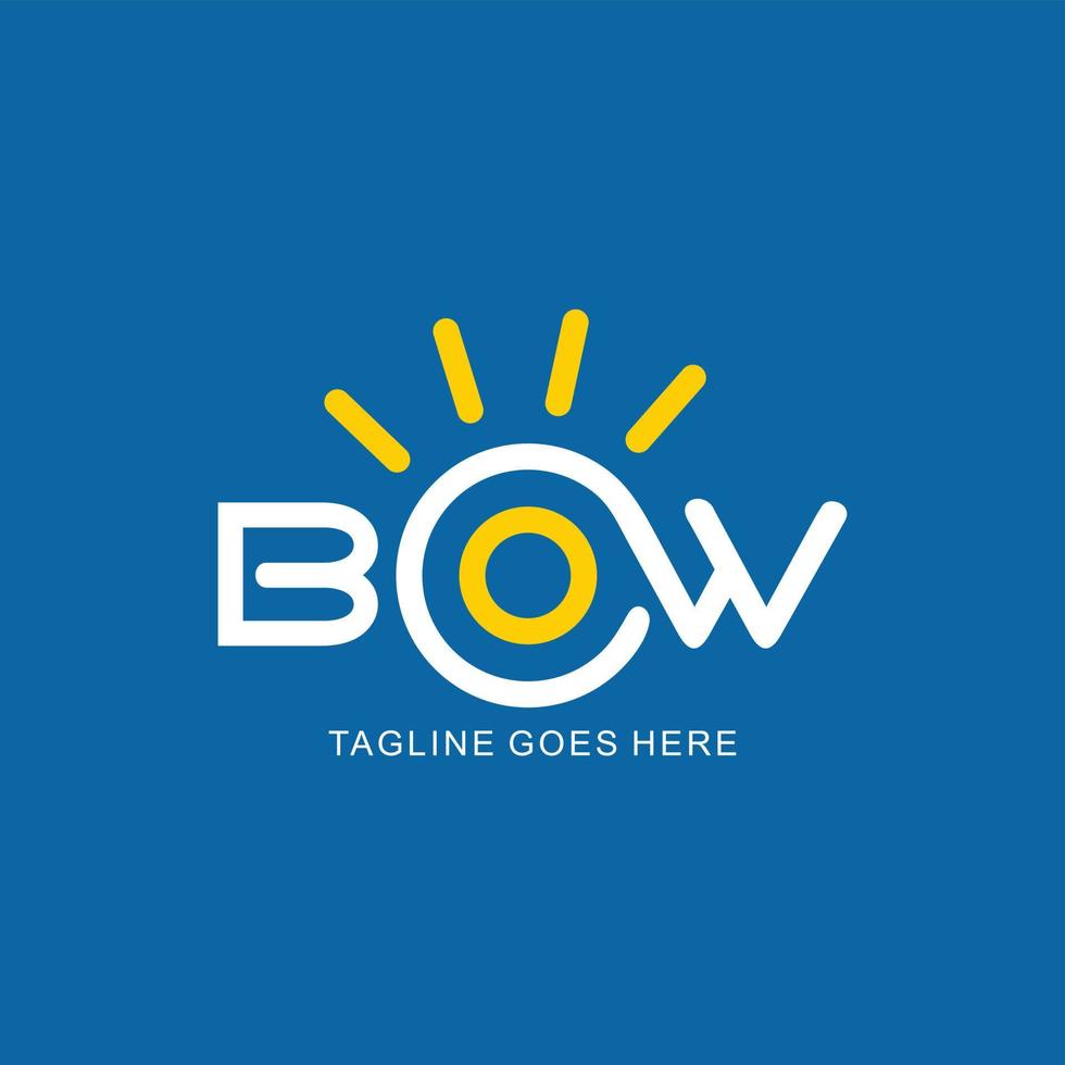 Bow-Logo-Design mit Sonnen- oder Energiekonzept vektor