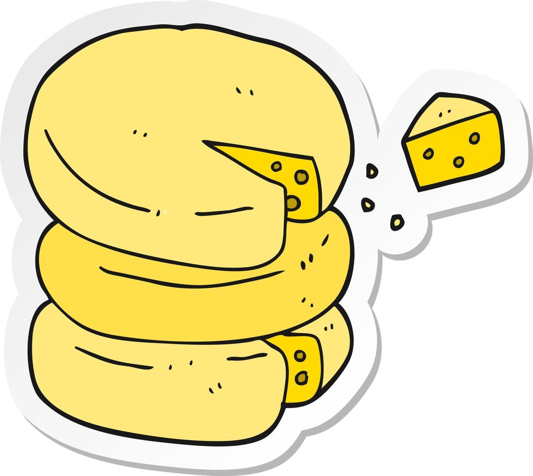 klistermärke av en tecknad serie ost hjul vektor
