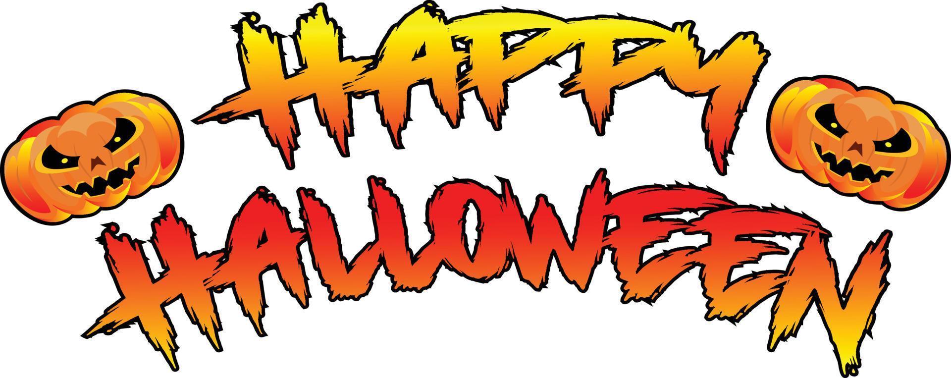 Happy Halloween Schriftzug Vektor typografische Kalligrafie. halloween-typografiedruck für t-shirts, flyer, poster, grußkarten und banner. handgezeichnetes dekoratives gestaltungselement.