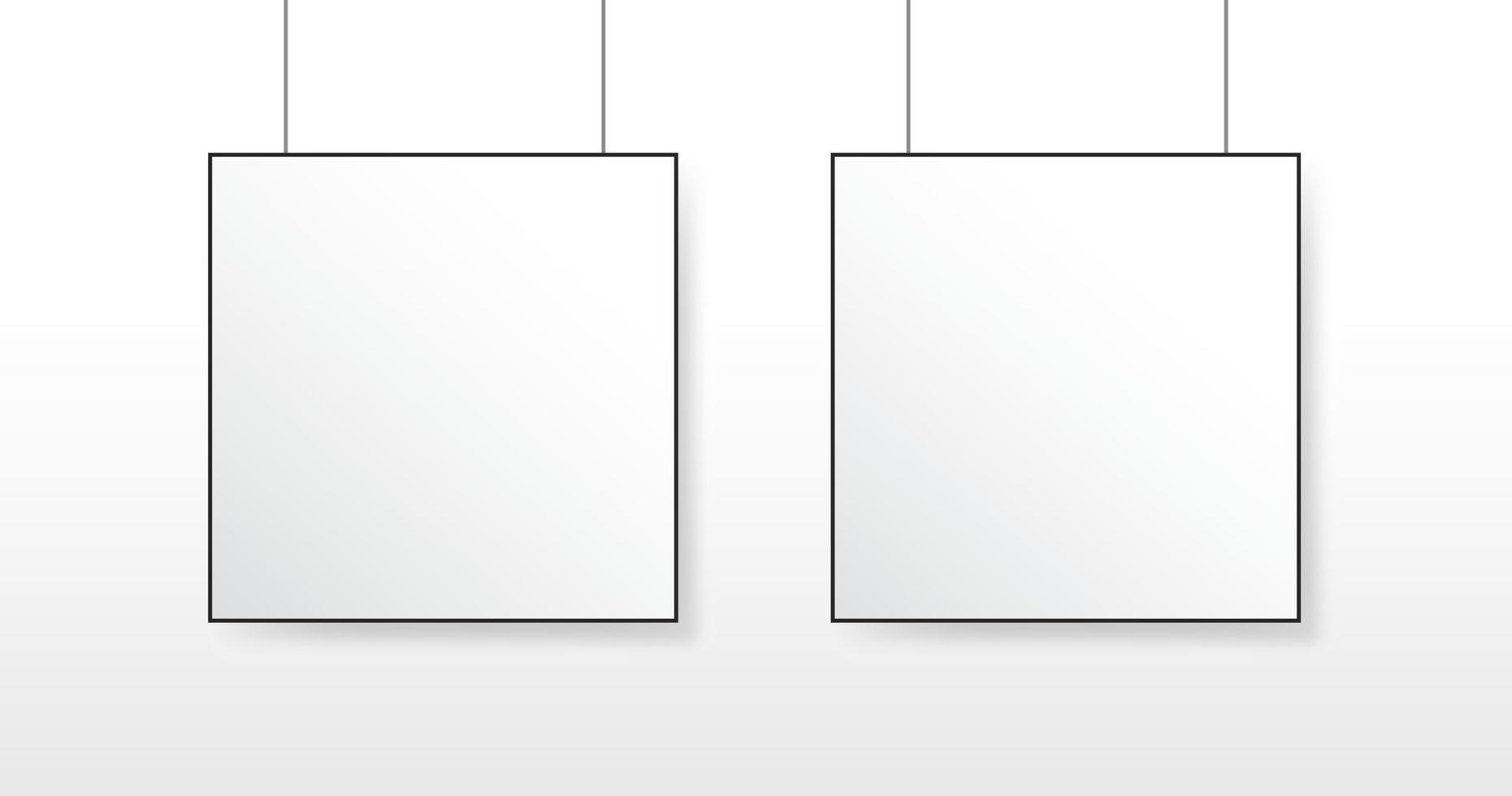 weißes quadratisches Leinwand hängendes Schaufenster Mockup Markenidentitäts-Werbevorlage vektor