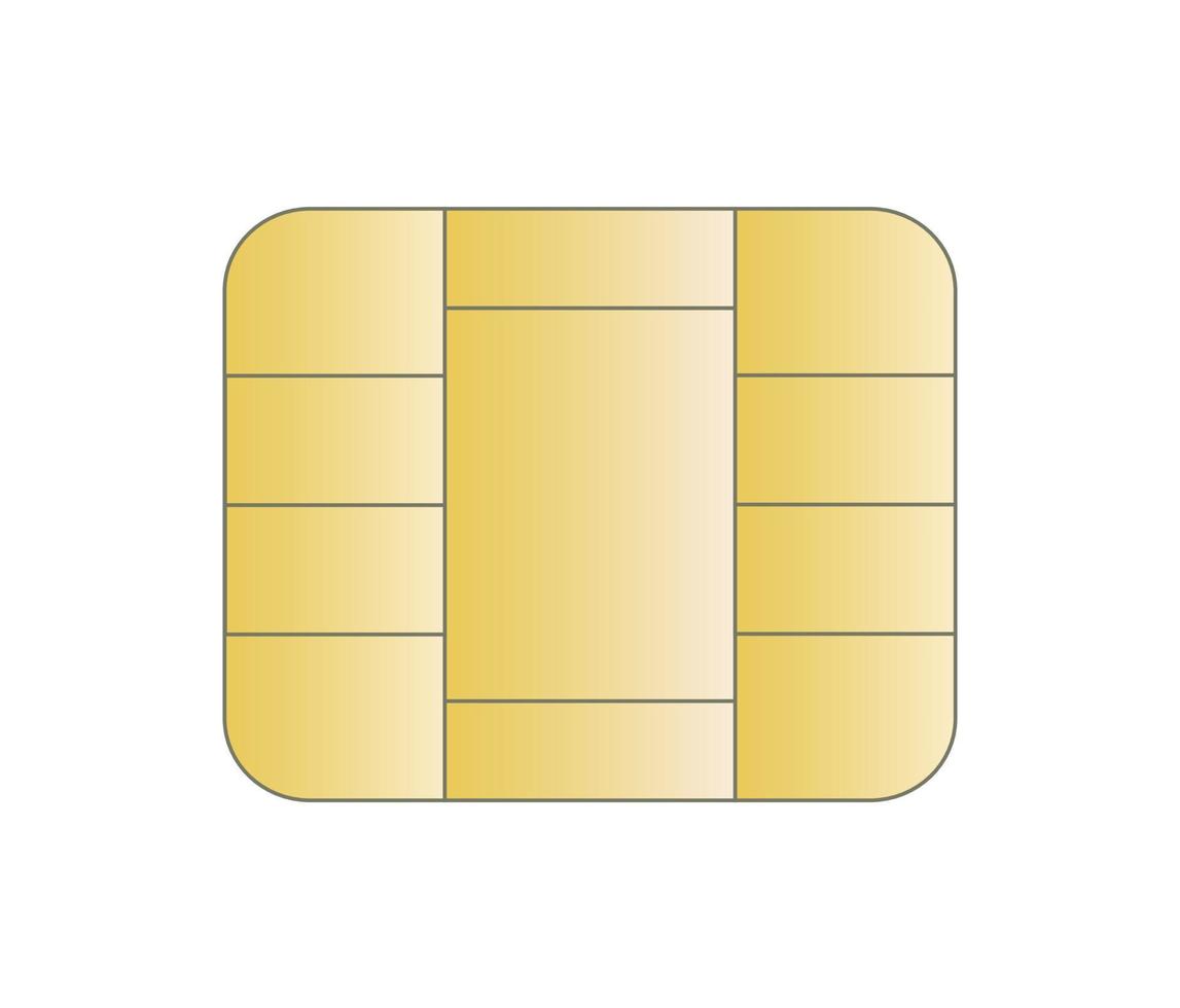 elektronische symbolillustration des goldenen chip-sim-kreditkartenelements vektor
