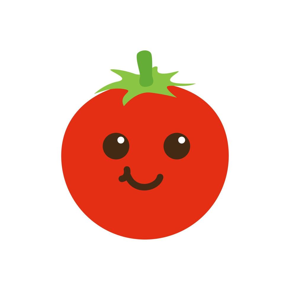 Tomatenvektordesign, niedlicher Baby-Tomaten-Ikonencharakter vektor