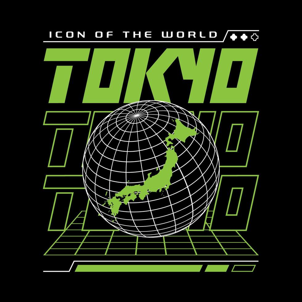 tokyo färgrik typografi streetwear stil vektor design ikon illustration. klämma konst, skriva ut, affisch, baner, mode, slogan skjorta, klistermärke, flygblad