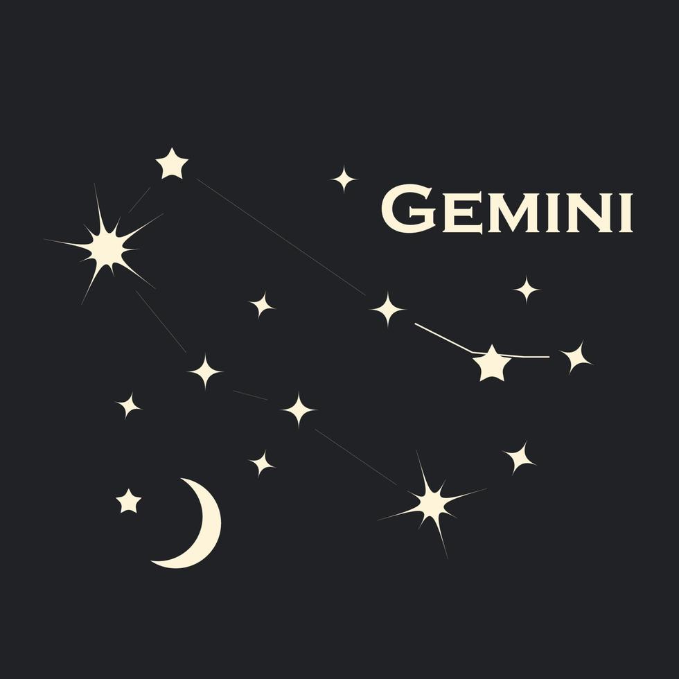 stjärna konstellation zodiaken gemini vektor. Allt element är isolerat vektor