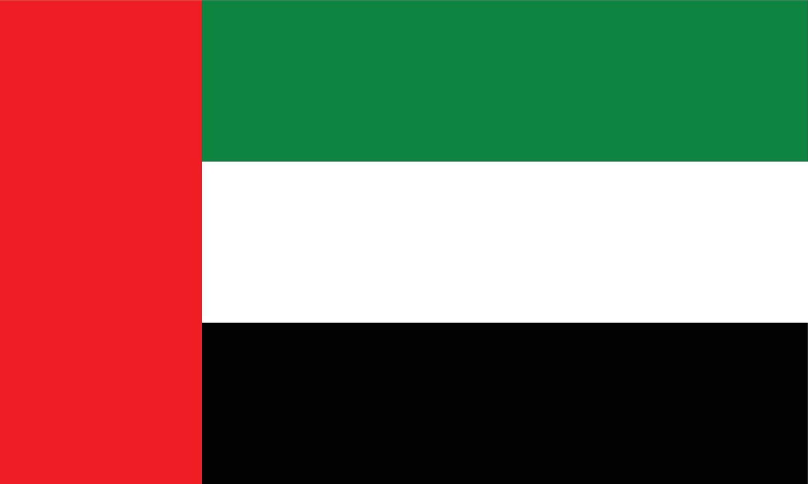 nationale flagge der vereinigten arabischen emirate, der vae, dubai offizielle farbe und ursprüngliche proportionale vektorillustration vektor