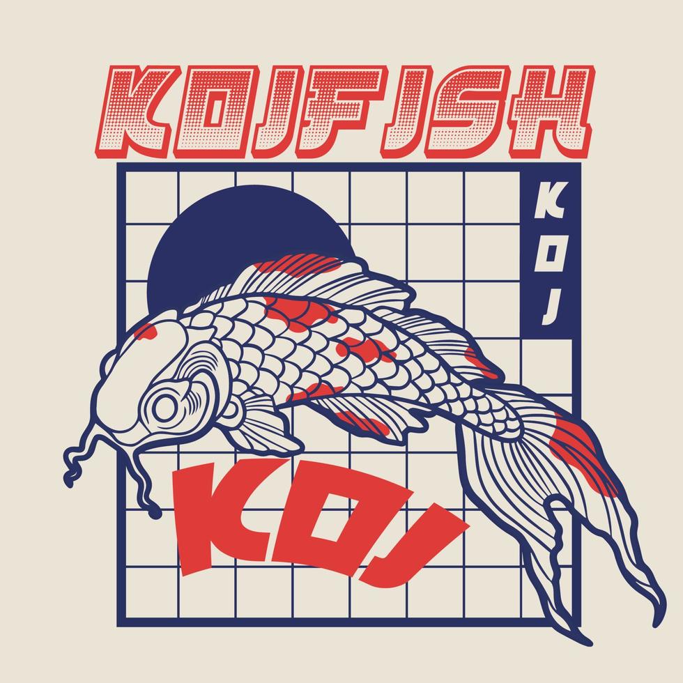 vektorillustration der japanischen fischmalerei, kann sie für hemddesign oder plakat verwendet werden vektor