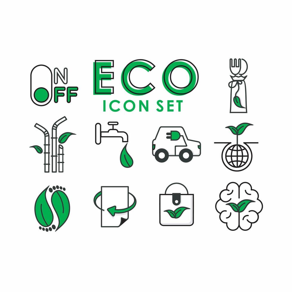 umweltfreundliches grünes Icon-Set vektor