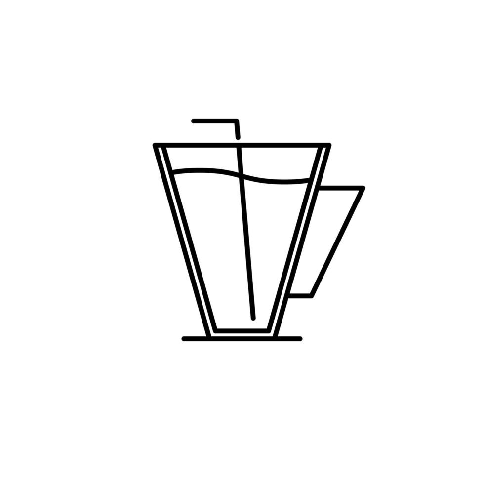 kaffe kopp ikon med sugrör på vit bakgrund. enkel, linje, silhuett och rena stil. svart och vit. lämplig för symbol, tecken, ikon eller logotyp vektor