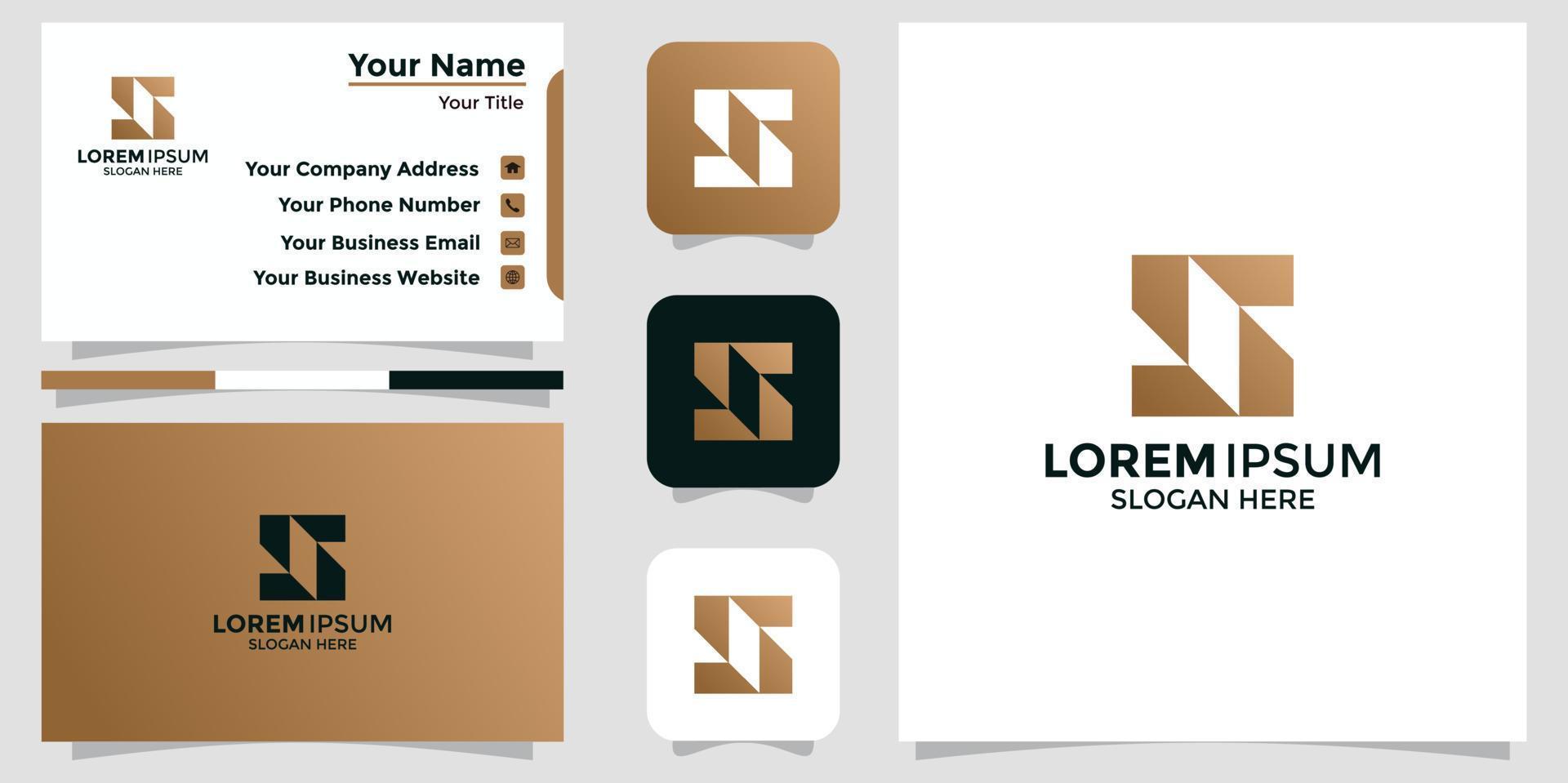 letter s design logo und branding-karte vektor