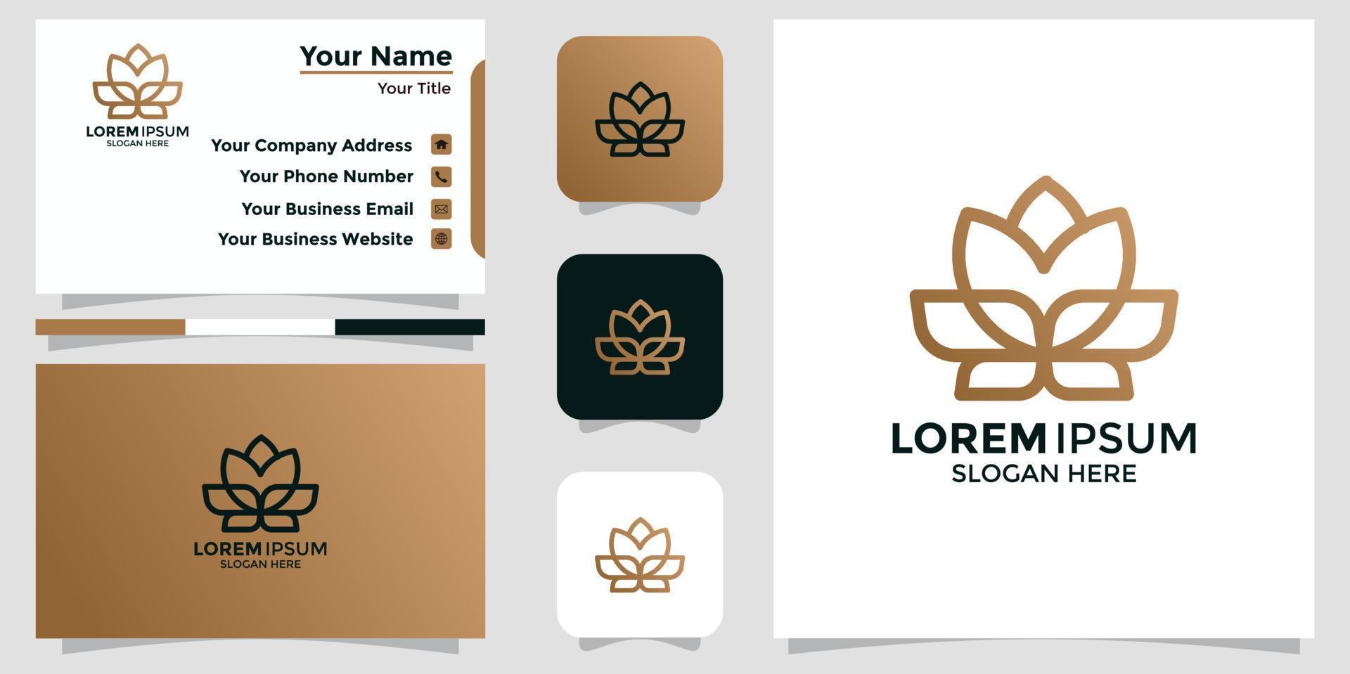 logotyp design blomma och branding kort vektor