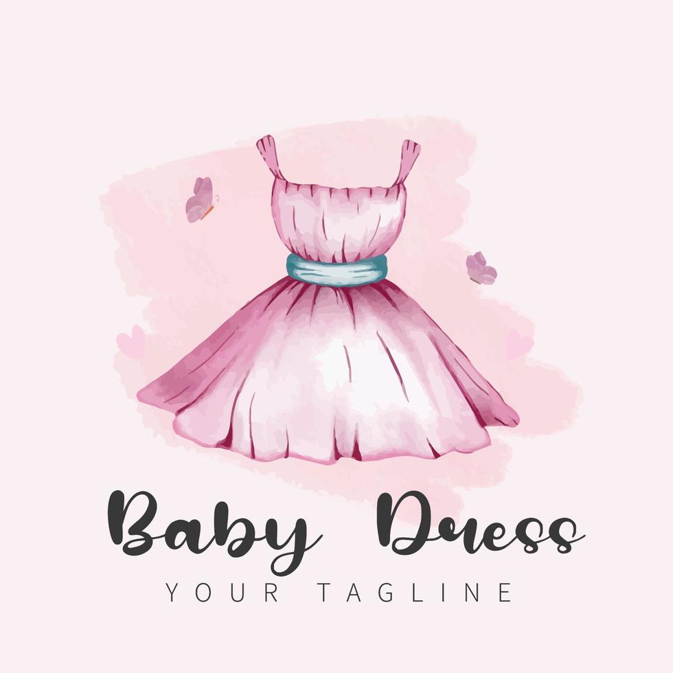 hand dragen vattenfärg bebis klänning logotyp design för Kläder varumärke, mode, boutique affär vektor