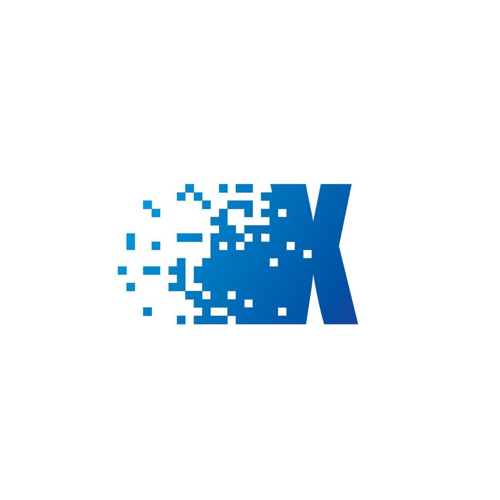 Buchstabe x Pixel-Logo, sich schnell bewegendes x-Symbol vektor