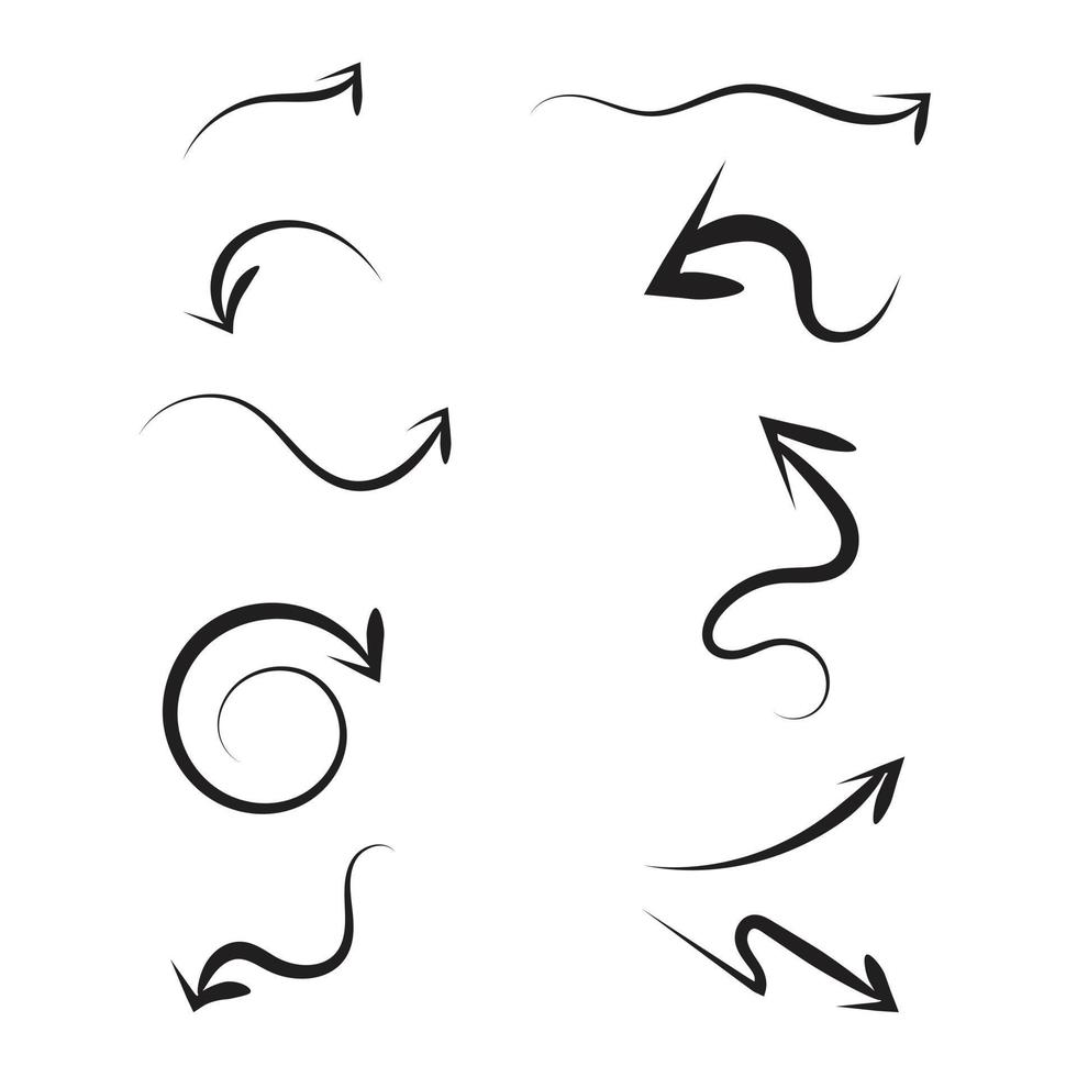 handritad doodle pilhuvuden svart samling vektor