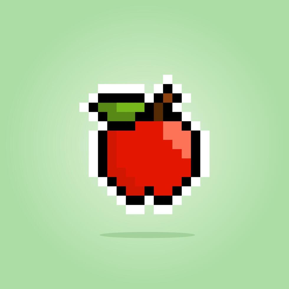 äpple pixel. vektor illustration av 8 bitars speltillgångar.